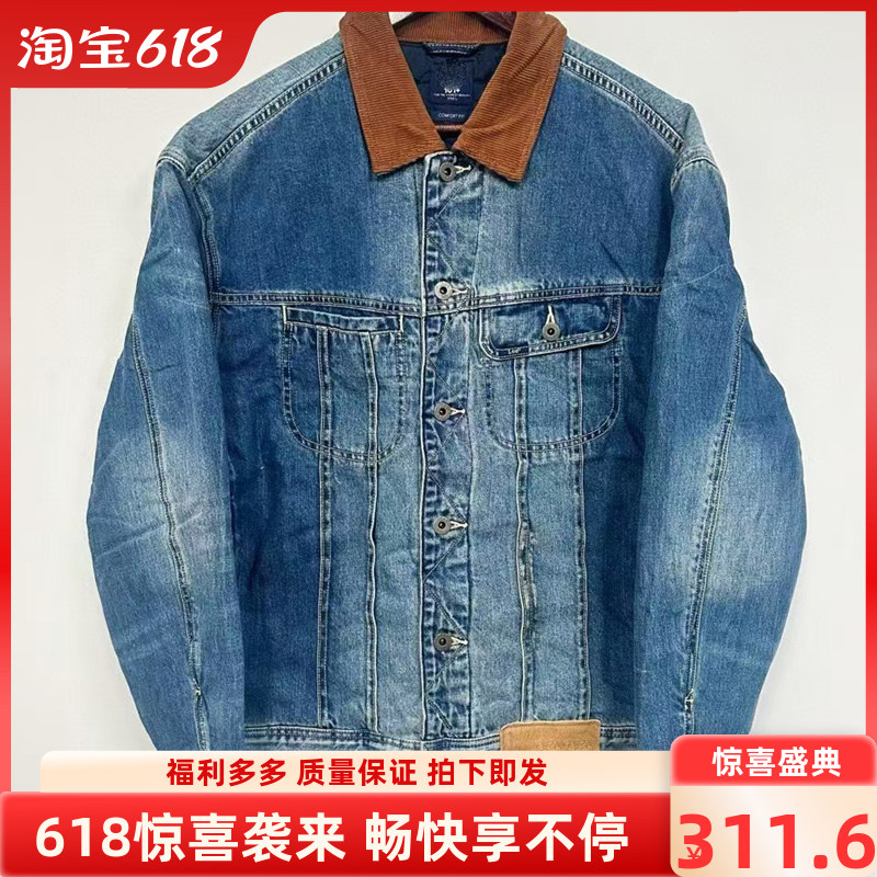 101棒球新款上市灯芯绒拼接衣领秋冬棉服翻领厚款牛仔夹克外套