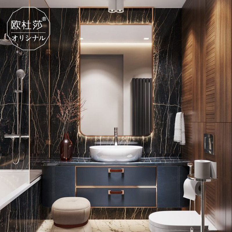 法式浴室柜现代轻奢智能镜卫生间卫浴柜洗漱台洗手盆柜组合一体盆