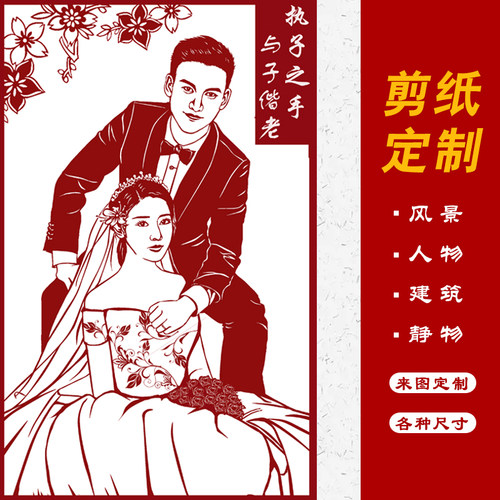 中国特色送老外礼品剪纸定制肖像