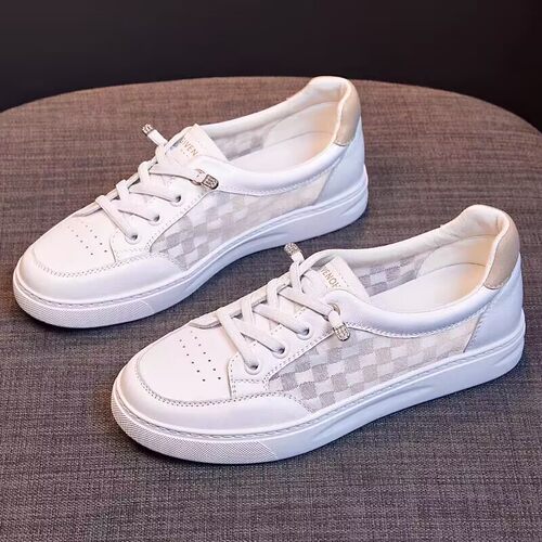 头层牛皮网面小白鞋女2026年夏季薄款韩版百搭休闲板鞋运动鞋子潮