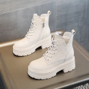 内增高马丁靴女真皮短靴爆款秋冬新款小个子8cm厚底增高加绒靴子