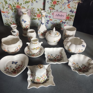 AYNSLEY安斯丽 英国中古 花瓶 首饰盒 置物盘 欧式装饰 摆件 骨瓷