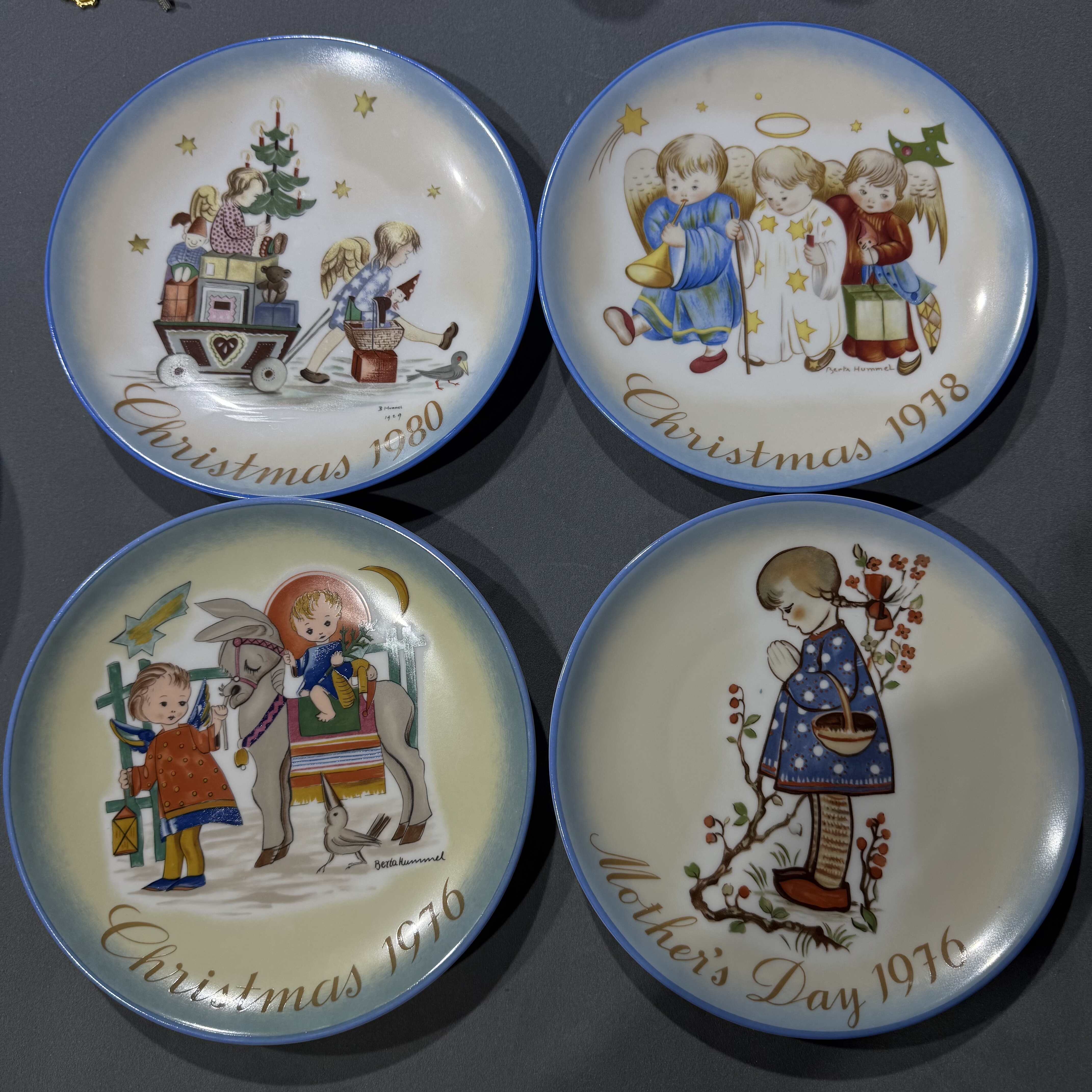 德国喜姆娃娃陶瓷装饰盘1971-1991母亲节圣诞节挂盘欧式家居摆件