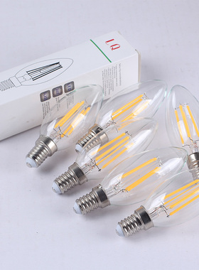 爱迪生LED蜡烛灯泡e27E14小螺口尖泡水晶吊灯光源节能灯G45A60