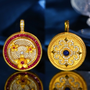 VISING珠宝《顺顺顺》双面培育红宝石【国检】旋转花朵吊坠S925