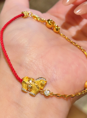 VISING珠宝原创设计马年红绳金色马手链手串马到成功S925银