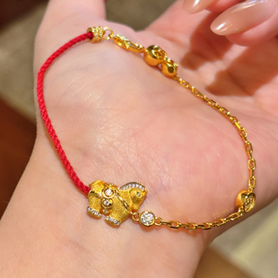 VISING珠宝原创设计马年红绳金色马手链手串马到成功S925银