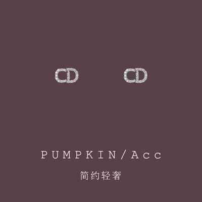 小众设计字母CD锆石耳饰