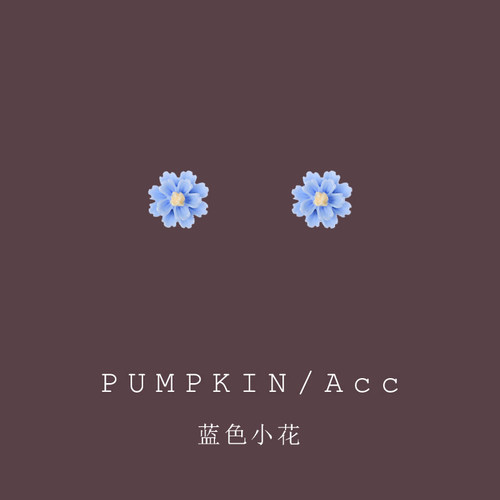 森系超仙蓝色山茶花耳钉