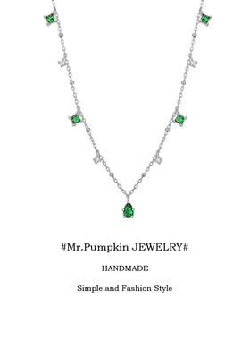 【南瓜先生】精致祖母绿水滴项链