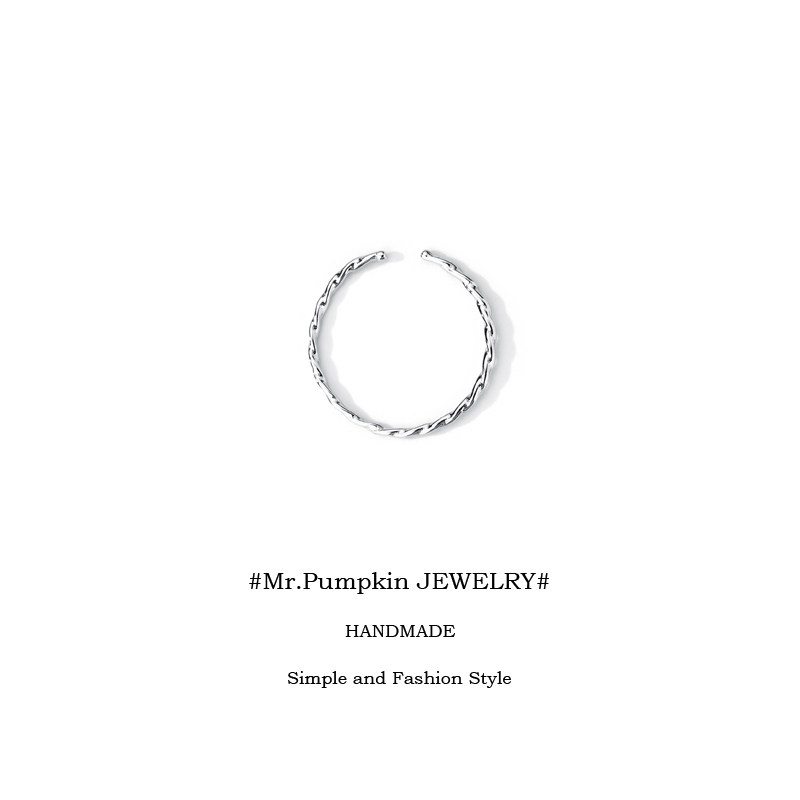 【南瓜先生】纯银麻花素圈银戒指
