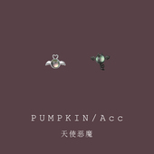 月光石天使与恶魔不对称耳钉女设计感小众可爱卡通耳饰耳夹无耳洞