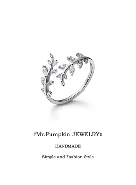 s925纯银闪钻麦穗银戒指