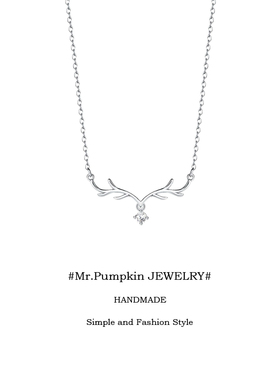 s925银圣诞风鹿角纯银项链