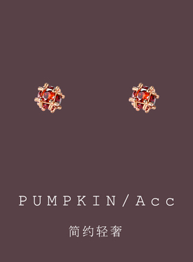 中国风喜庆新年红色锆石孔明锁耳夹简约气质小巧高级感耳钉无耳洞