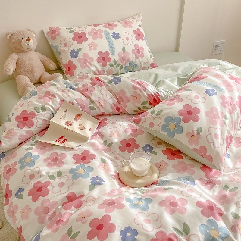 单品被套枕套の花卉田园风床品3四件套纯棉全棉枕套床单被套宿舍,床上用品,床品套件/四件套/多件套,淘宝优惠券,粉丝福利购,淘宝优惠卷