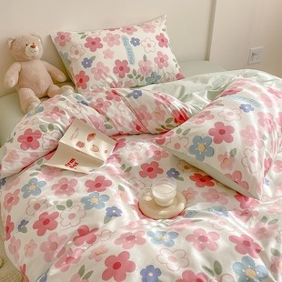 单品被套枕套 花卉田园风床品3四件套纯棉全棉枕套床单被套宿舍