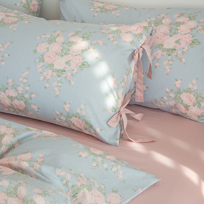 Sheyu story｜全棉法式浪漫玫瑰100纯棉田园床单笠四件套系绳枕套