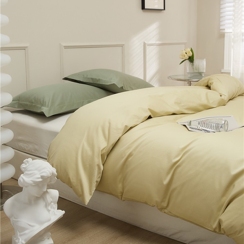 Sheyu story高品质新款100支长绒棉纯色双拼系列单品被套床单枕套