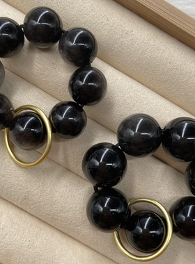 天然黑曜石金圈手捻佛珠招财转运珠文玩装饰品通用佩戴把玩送礼