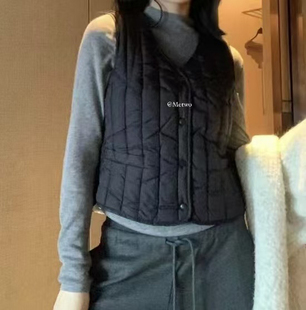 背心开衫 METWO 加绒加厚无袖 三明治保暖马甲女2024秋冬新款 2204