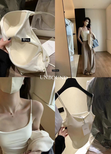 奶皮抓毛bra一体式吊带背心女秋冬内搭打底美背上衣遮副乳内衣新