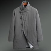 复古棉麻中长款 男士 棉衣 厚款 棉袄外套中国风立领汉服中式 唐装 冬季