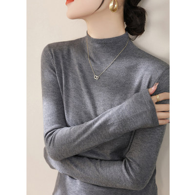 秋冬高级灰色羊毛半高领