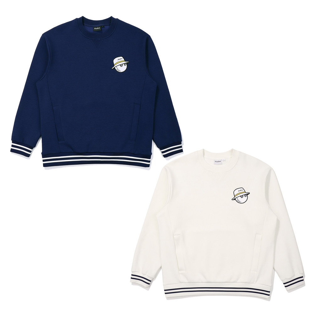 特价韩国代购MALBON高尔夫穿搭25早春圆领条纹袖口透气运动卫衣男