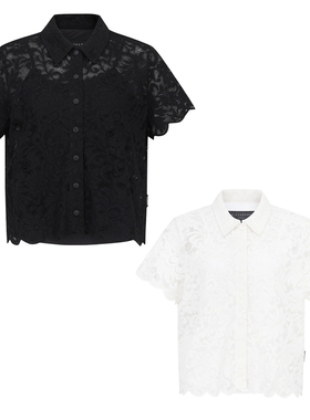 韩国代购St ANDREWS高尔夫26早春翻领花夲印花衬衫纯色短袖T恤女