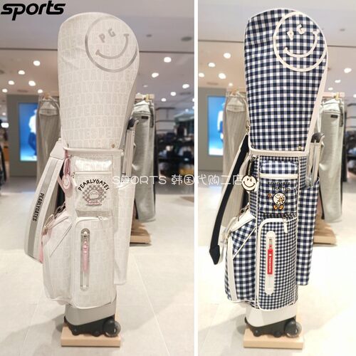 韩国代购pearly gates高尔夫配饰26春夏女标志图案滑轮立式球杆包