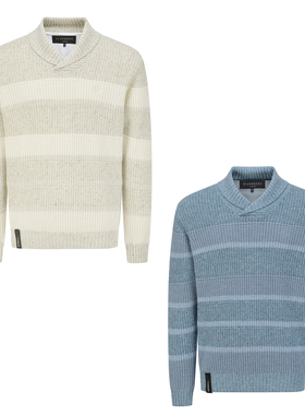 特价韩国代购St ANDREWS高尔夫穿搭户外翻领条纹长袖针织毛衣女