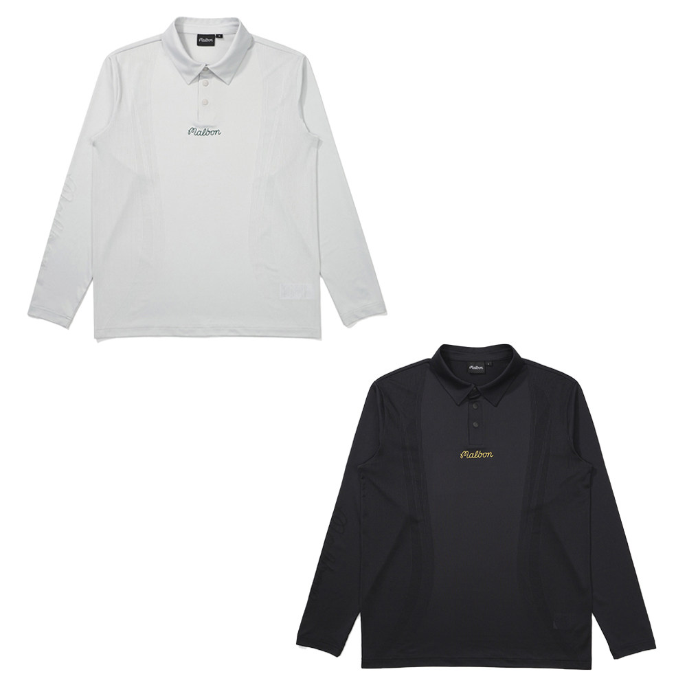 特价韩国代购MALBON高尔夫春夏户外拼接透气速干POLO衫长袖T恤男