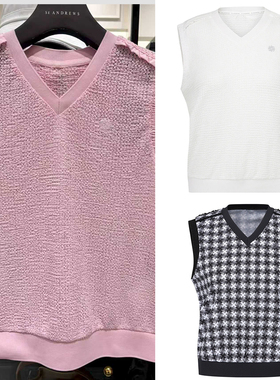 韩国代购St ANDREWS高尔夫穿搭25户外V领纯色标志运动无袖背心女