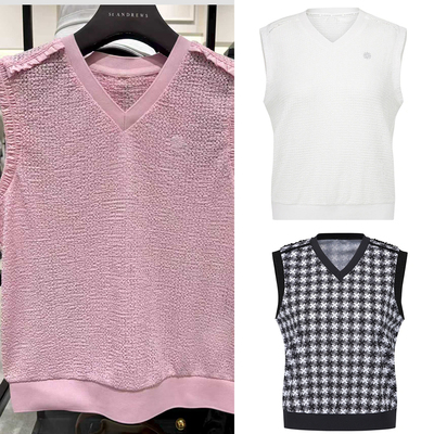 韩国代购St ANDREWS高尔夫穿搭25户外V领纯色标志运动无袖背心女