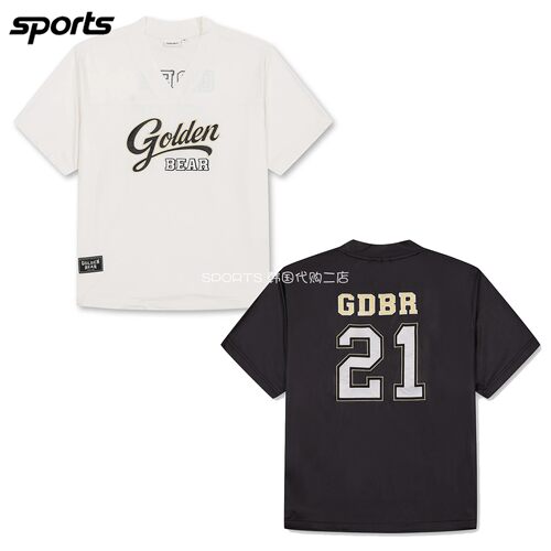 韩国代购golden bear高尔夫球服26春夏女字标透气弹力V领短袖T恤