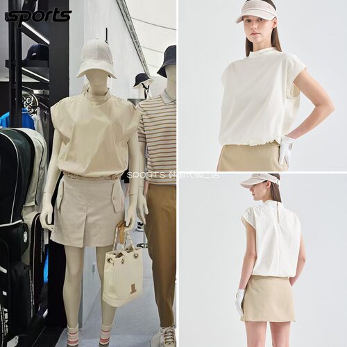 韩国代购lanvin blanc高尔夫球服26春夏女弹力凉感立领无袖上衣