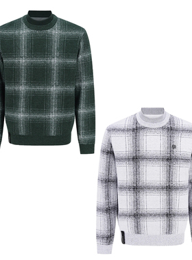 特价韩国代购St ANDREWS高尔夫圆领时尚套头户外格子长袖针织衫男