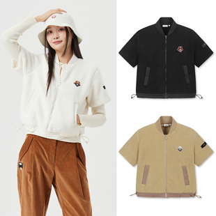 韩国代购GOLDEN BEAR高尔夫25秋冬抓绒加厚保暖运动短袖外套女式