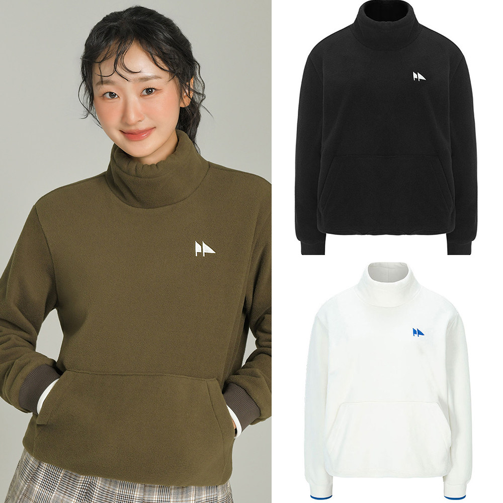 韩国代购DOUBLE FLAG高尔夫25年秋冬户外抓绒高领套头长袖卫衣女