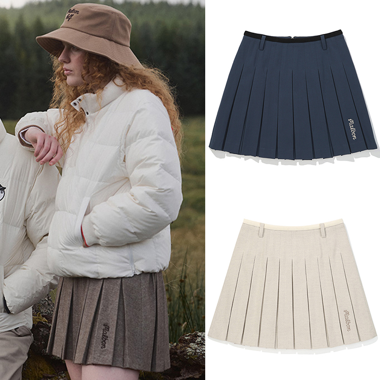 韩国代购MALBON高尔夫穿搭25秋冬少女风简约百搭运动百褶裙短裙女