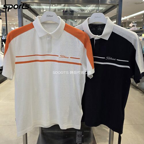 韩国代购titleist高尔夫26年夏撞色冷感翻领户外POLO衫针织T恤男
