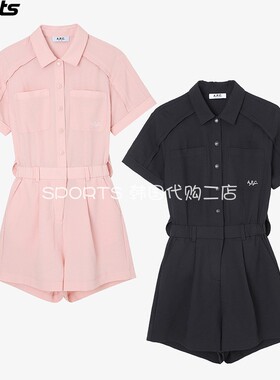 韩国代购APC高尔夫穿搭26年夏透气收腰翻领宽松运动短袖连体衣女