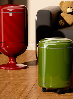 高脚垃圾桶不弯腰家用大容量客厅厨房厕所卫生间带盖带轮子垃圾筒
