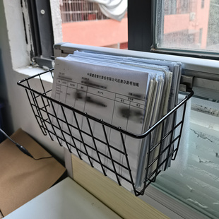 铁艺网篮可挂办公桌屏风发票收据置物办公文具财务报销单据收纳篮