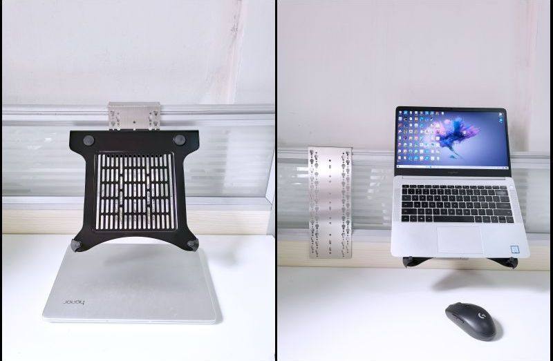 办公桌屏风隔板免拆调高度显示器挂架转换挂笔记本电脑屏幕两用架