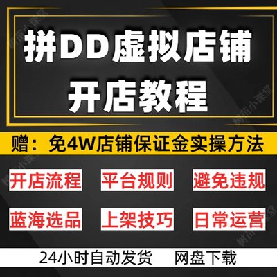 多多虚拟0基础开店教程资源货源自动发货教程怎么开网店