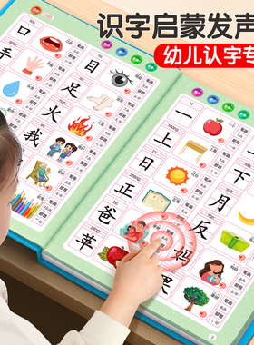 儿童识字大王幼儿园认字卡片早教有声书宝宝启蒙点读挂图学习神器