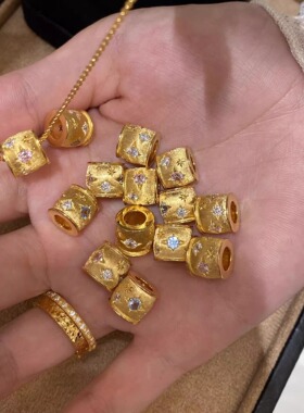 金色拉丝路路通六芒星项链轻奢