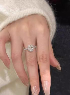 鸽子蛋莫桑石戒指女小众设计轻奢